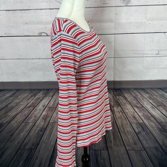 ModCloth Tee Shirt Top Womens XL Striped Multicolor Textured Ribbed Stretch NWT - Picture 6 of 10